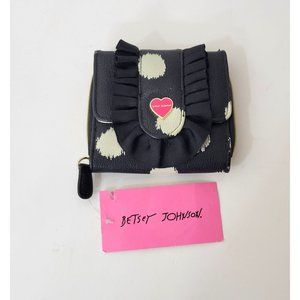 Betsy Johnson Black and White Wallet with Ruffled Trim